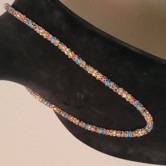 BETSEY JOHNSON Funfetti Collection Rainbow Crystal Magnetic Closure Necklace. - Picture 4 of 9